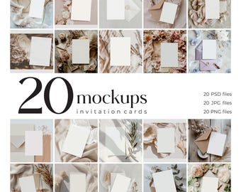 Neutral Invitation Mockup Bundle: 5x7 Wedding & Shower Card (Digital Download)