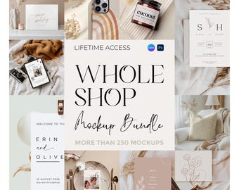 Whole Shop Mockup Pass, Lifetime Access Mega Bundle, All Current & Future Mockups, Canva PNG PSD Smart Object, Styled Stock Photo