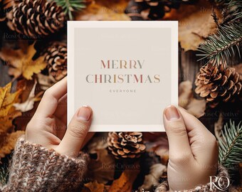 Christmas Card Mockup: Square Invitation, Holiday Stationery (Digital Download)