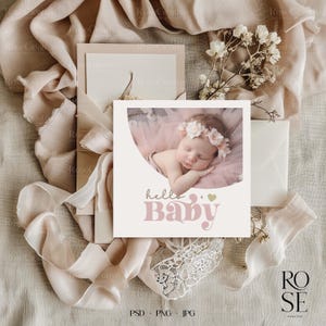 Quadratische Einladungskarte Mockup, Babyparty Mockup, Liebeskarte Mockup, Hochzeitseinladung Mockup, Elegantes Mockup