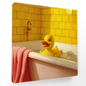 Rubber Duck in Bathtub Yellow Brick Wall Bathroom Wall Art Framed ...