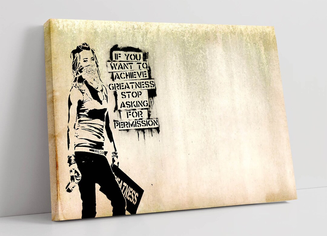 Riproduzione Banksy Con Cornice Stampa Su Tela Banksy 'Girl With Blue Bird' - Riproduzione Graffiti Arte Urbana - Incorniciata Quadro Verticale - Foto 10