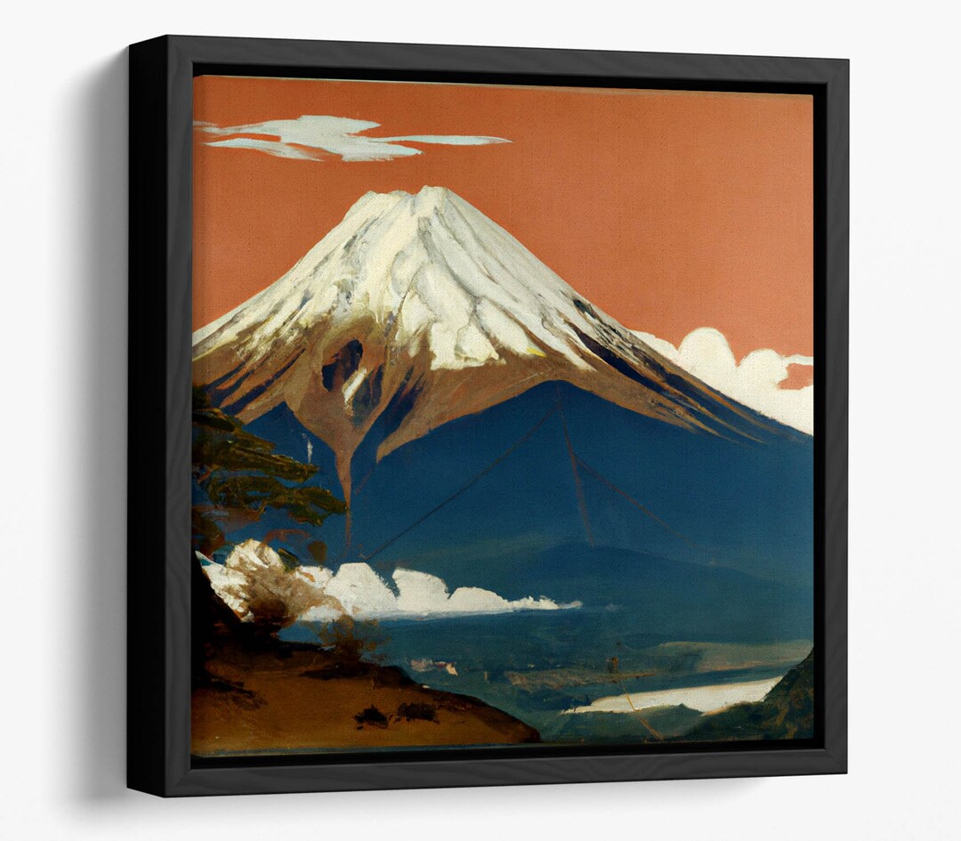 Japanese Painting of Mount Fuji 2 Wall Art Float Effect Framed Canvas ...
