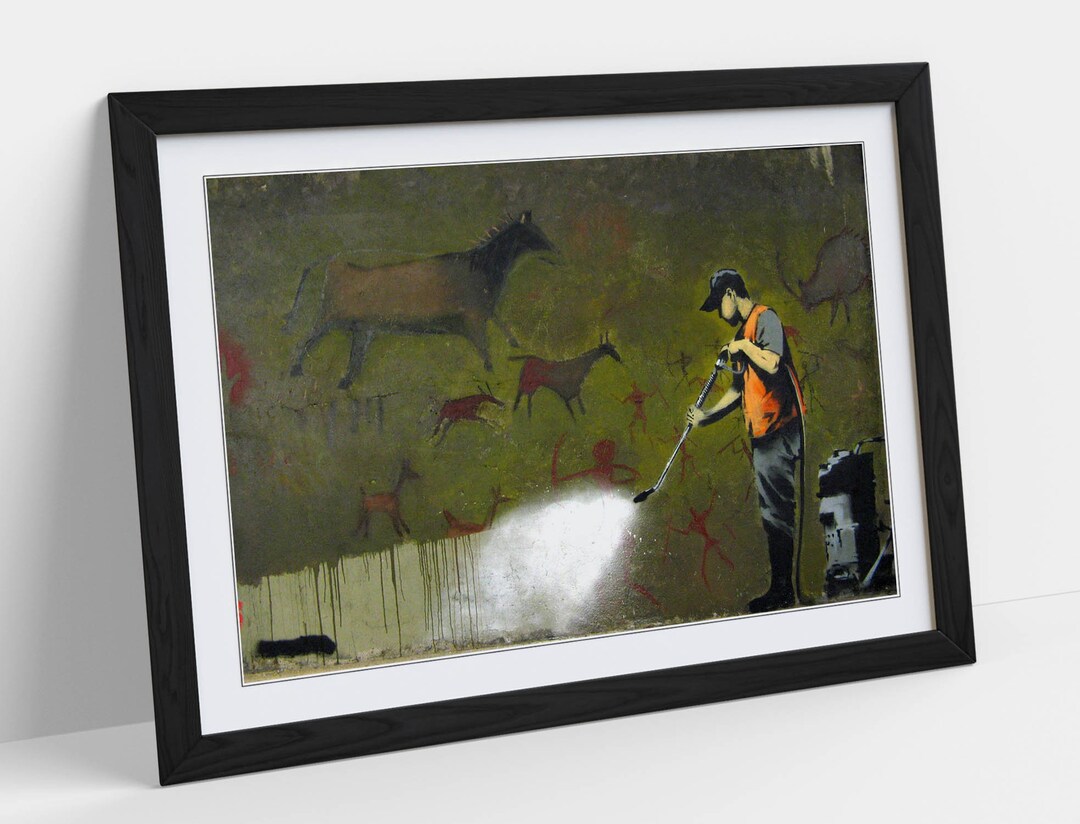 BANKSY CAVE GRAFFITI Removal Wall Art Picture Framed Art Print Etsy