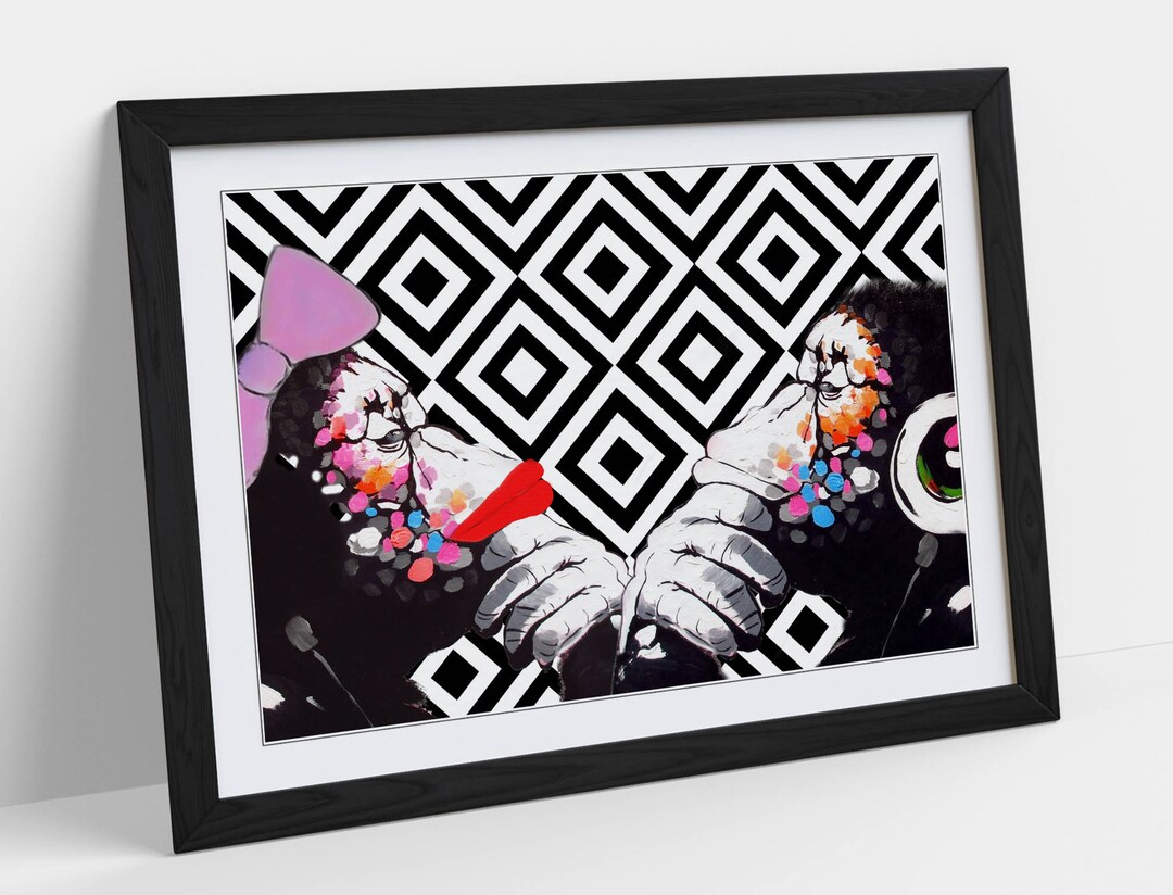 BANKSY DJ MONKEY Thinkers Duo Wall Art Picture Framed Art Etsy