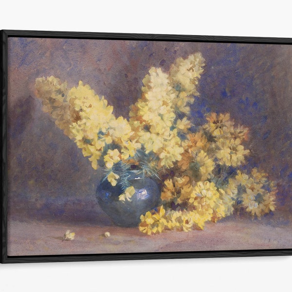 Margaret Stoddart, Yellow Blossom and Rosemary -wall art Float Effect framed canvas print home bedroom decor
