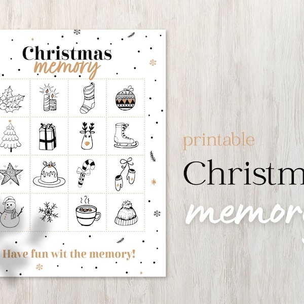 Christmas Memory Printable | Festive Holiday Game for Family Fun | Instant Download DIY | Xmas Party Activity