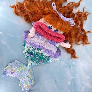 Nanalulu Crochet Sausage Lips Mermaid princess Phone purse, Coin Purse, Crossbody Bag, Crochet Purse Shoulder Bags, Finished Product