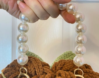 Faux Pearl Beaded Purse Strap, Detachable Bag Handle