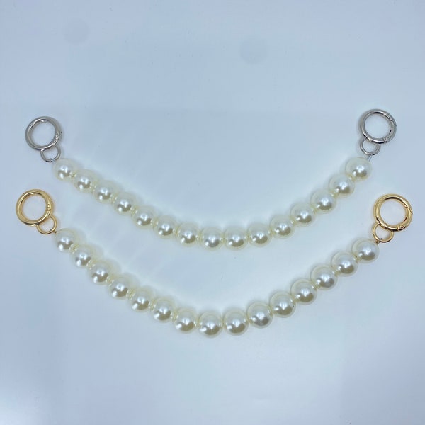 Beautiful Faux Pearl hand strap, versatile and durable, designed for use as a bag strap, 12inches.