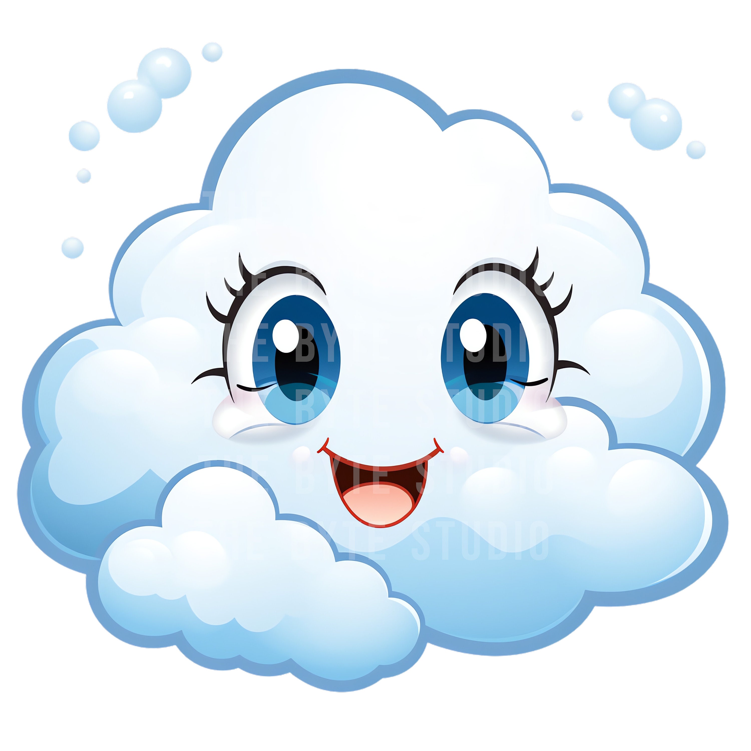Happy Smiley Clouds Clipart: 15 High-quality PNG Files (4096x4096 Px ...