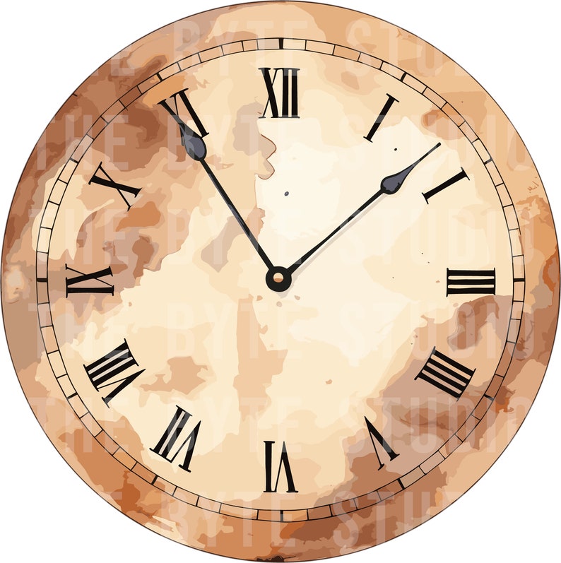 Vintage Brown Wall Clock Clipart: 15 High-quality SVG/PNG Files ...