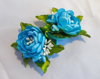 Blumenmädchen Elastik Pferdeschwanz Halter Kanzashi Blumen Kopfschmuck Blumen Haarband Blumen Haargummi Kanzashi Haarstab Gepolstertes Stirnband