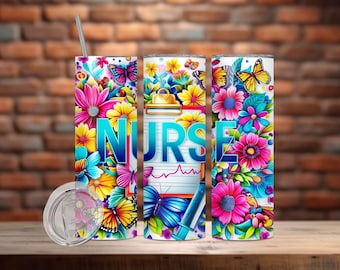 Nurse Tumbler Wrap, 20oz Skinny Tumbler Sublimation Design, Nurse Sublimation Tumbler Png, For Nurse, Nurse PNG File, Digital Download