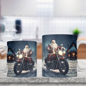 3D Santa Mug Wrap, Christmas Mug Sublimation Design, Winter 11oz Coffee Cup Template, Snow 15 oz Mug Wrap PNG, Mug Press Design, 3D Mug Wrap
