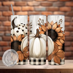 Pumpkin Tumbler Wrap, 20 oz Skinny Sublimation Tumbler Design, Fall Pumpkin Sublimation Design Png, Floral Fall Tumbler Png, Downloads