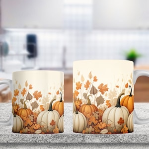 Fall Vibes 11 & 15 oz mokomslag - herfstkoffiemok sublimatiesjablonen 15 oz mokomslag - Pumpkin Spice-mok PNG, 3D-mok, Instant Download