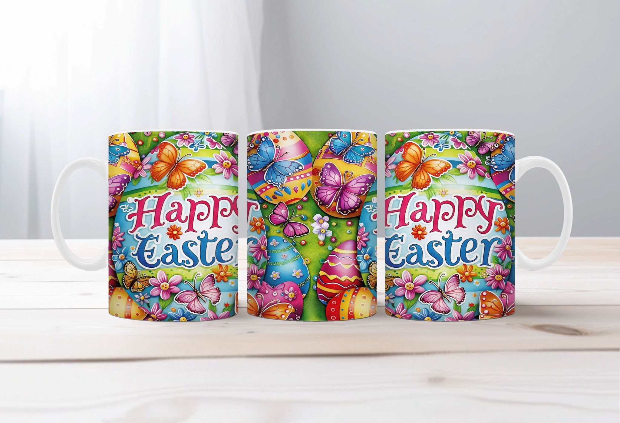 Happy Easter Mug Wrap Easter Egg Mug PNG Sublimation Design Easter 11oz ...
