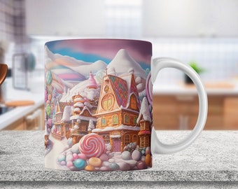 Christmas Mug Wrap Sublimation Design, 3D Christmas mug, 11 oz Mug template, 15 oz Mug template wrap, Mug Press Designs PNG Instant Download