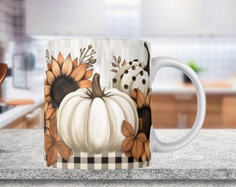 Fall Vibes 11 oz & 15 oz Mug Wrap, Autumn Coffee Mug Sublimation Templates, Pumpkin Fall Mug Wrap, Pumpkin Spice Mug PNG, Fall Mug, Download