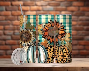 Fall Tumbler Wrap, 20 oz Skinny Sublimation Tumbler Design, Pastel Pumpkin Just A Girl Sublimation Design, Floral Fall Tumbler Png Downloads