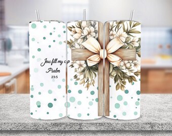 Easter Christian Coquette Tumbler Wrap, 20oz Skinny Sublimation Tumbler Design, Jesus Cross Sublimation Design Png, Religious Tumbler PNG