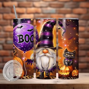 Halloween Gnome 20 oz Tumbler Wrap Halloween Tumbler Wrap 20 oz Skinny Tumbler PNG Sublimation Design Gnome Tumbler Wrap, Digital Download