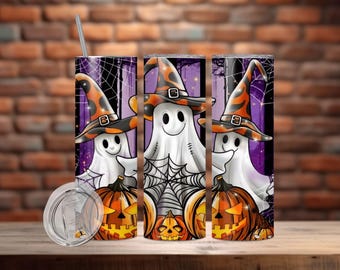 Upiorne duchy Halloween 20 oz Skinny Tumbler Sublimacja Design, Halloween Tumbler Wrap, Halloween PNG, Upiorny PNG, Modny PNG, Do pobrania