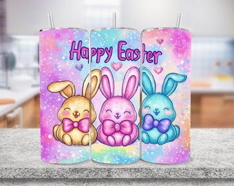 Bunter Osterhase Tumbler Wrap, 20 Unzen Skinny Sublimationsbecher, Osterbecher Png, Ostern Sublimationsdesign Png Wrap Digitaler Download