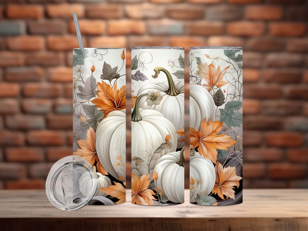 Autumn Pumpkin Wrap PNG Digital Download 20 Oz and 30 Oz Skinny Tumbler ...