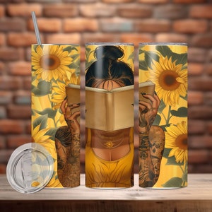 Smutty Book 20oz Tumbler Wrap, Sublimation Design Templates, Straight Tumbler Wrap PNG, Sunflower Skull tumbler, Instant Digital Download