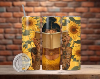 Smutty Book 20oz Tumbler Wrap, Sublimation Design Templates, Straight Tumbler Wrap PNG, Sunflower Skull tumbler, Instant Digital Download
