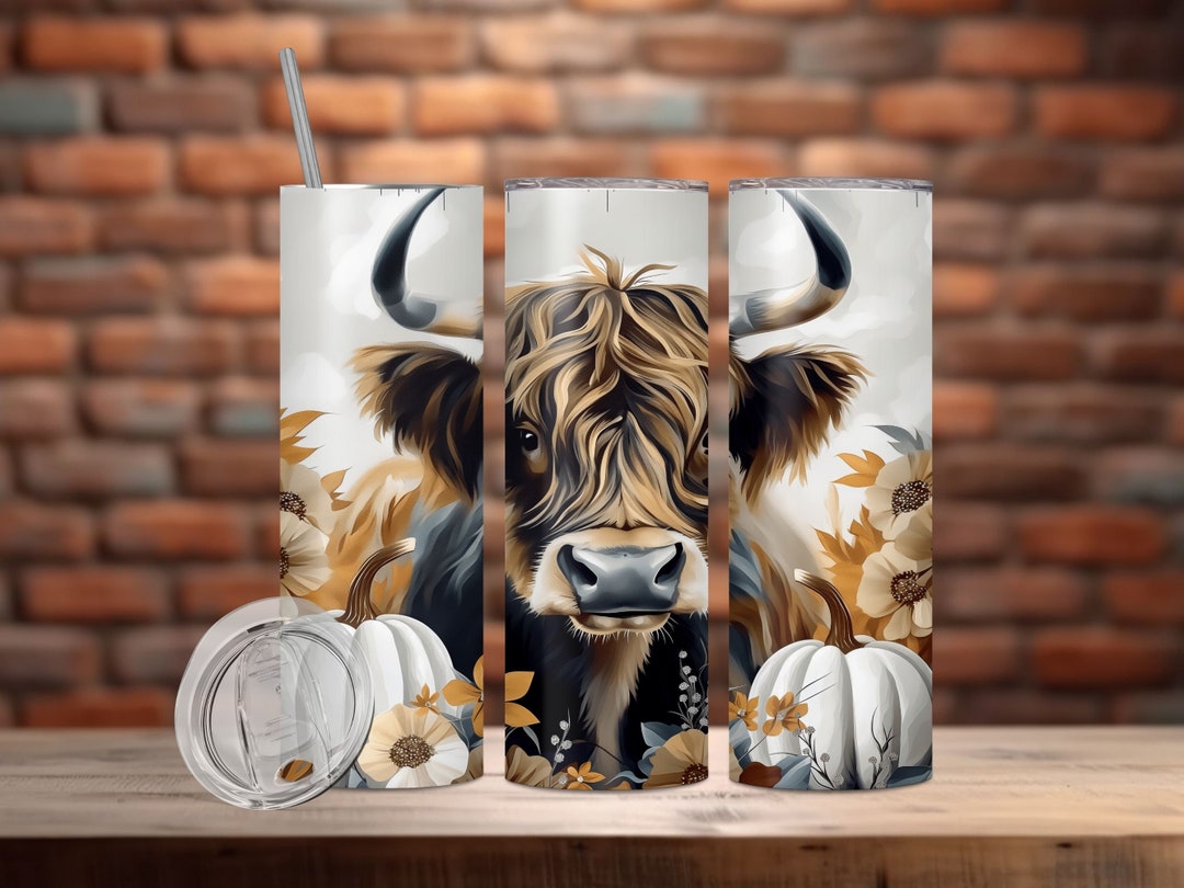Baby Highland Cow Pumpkins 20 Oz Tumbler Wrap Sublimation Design ...