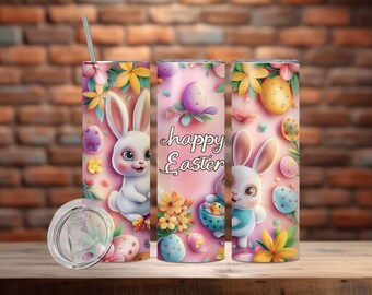 Happy Easter Tumbler Wrap, 20 oz Tumbler Sublimation Design Easter Egg Bunny Tumbler wrap, Easter Tumbler PNG, Instant Digital Download