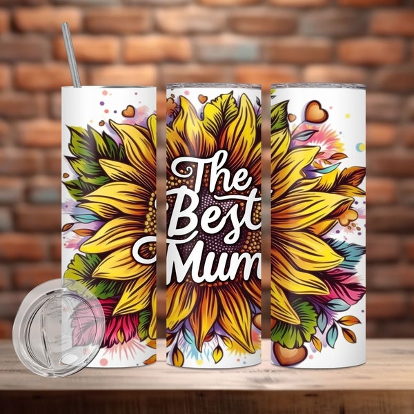 Best Mum Ever Tumbler Wrap - Happy Mothers Day - Australian UK Mothers - Seamless 20oz Skinny Sublimation Design - Instant Digital Download