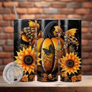 20 Unzen Herbst Tumbler Wrap Sonnenblumen mit Kürbisse, Sonnenblumen Tumbler, Halloween Tumbler, Herbst Tumbler Wrap, Digital Download