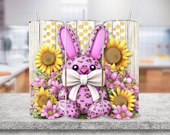 Easter Bunny Tumbler Wrap, 20 oz Skinny Tumbler Sublimation Design, Easter Tumbler, Happy Easter Sublimation Design Png, Digital Download