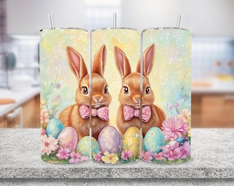 Envoltura para vaso de Pascua Peeps en colores pastel, diseño de sublimación de Pascua, vaso delgado Bunny Peeps de 20 oz, vaso Peeps PNG, descarga digital
