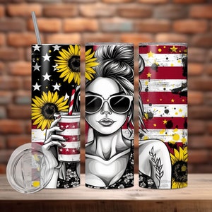 4th Of July Floral Tumbler Wrap, 20 oz Skinny Tumbler Sublimation Design, 4th Of July Tumbler Wrap, Patriotic Tumbler PNG, Digital Download