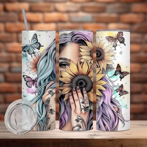 Badass Bitch Witchy Butterfly 20oz tumbler wrap, Sublimation Design Templates, Floral Tumbler, Straight Skinny Tumbler PNG, Digital Download