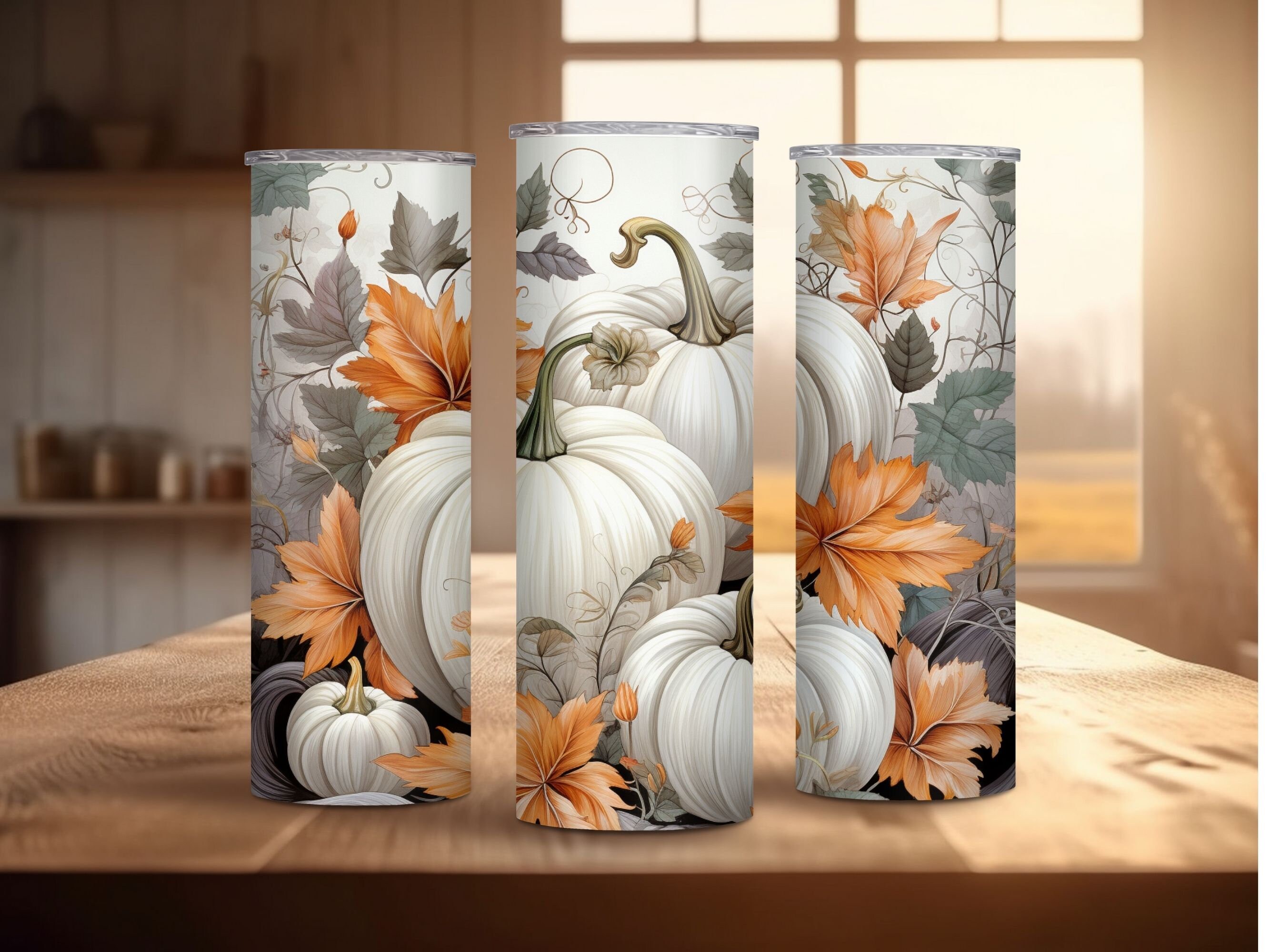 Autumn Pumpkin Wrap PNG Digital Download 20 Oz and 30 Oz Skinny Tumbler ...