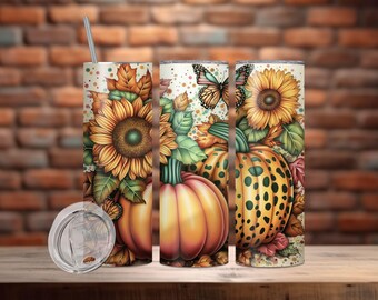 Fall Tumbler Wrap, 20oz Skinny Sublimation Tumbler Design, Fall Pumpkin Just A Girl Sublimation Design, Floral Fall Tumbler Png Downloads