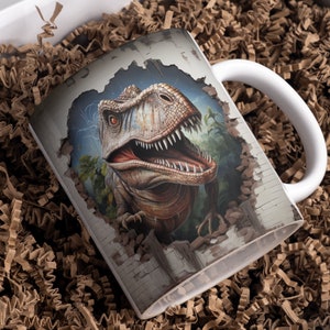 3D White Dinosaur Mug Design