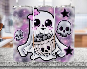 Envoltura de vaso de Halloween PNG, Sublimación de vaso delgado de 20 oz espeluznante y maravilloso, Vaso fantasma lindo retro PNG, Vaso de temporada espeluznante, Descargas