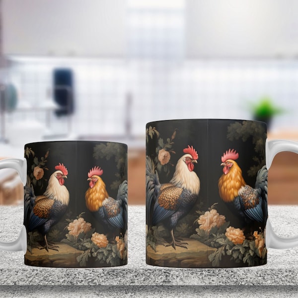 3D Chicken Mug Wrap, 11oz 15oz Mug Design, 3D Farm Mug Sublimation, Chicken Mug Wrap, 11oz Mug Png, 3D Mug, Mug Template, Coffee Mug Wrap