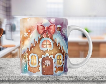 Christmas Gingerbread Man Coffee Mug Wrap, 11oz, 15oz Mug, Holiday Sublimation Designs Holiday Tumbler, Christmas Mug, Digital Download PNG