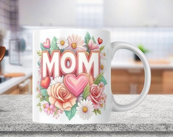 Mother's Day Mug Wrap, Mug Wrap for Mom, Floral Mom Mug, 11oz & 15oz Mama Mug, Mom Day Mug Wrap, Sublimation Design, Digital Download