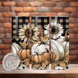 Fall Pumpkin Tumbler Wrap, 20 oz Skinny Sublimation Tumbler Design, Pumpkin Sublimation Design Png, Floral Fall Tumbler Png, Downloads