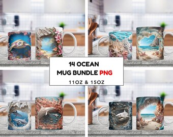 3D Becher Wrap Bundle, 3D Blumen Becher Wrap, 3D Strand Becher Wrap, 3D Katze Becher Wrap, 11 Unzen 15 Unzen PNG Becher Bundle, 3D Floral Becher Sublimation, 3D Becher