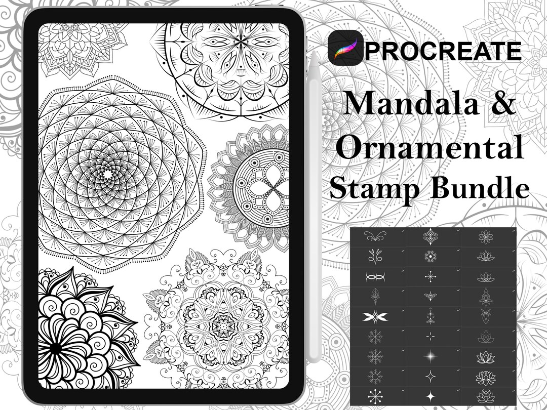 Procreate - 100 Mandala Ornament Tattoo Stamps, Hand Drawn and ...